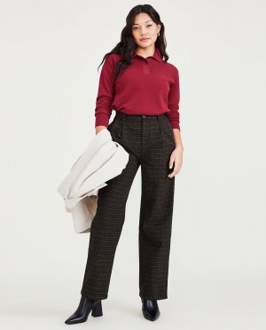 Женские брюки-чиносы с завышенной талией, широкими штанинами и вытачками Dockers, коричневый DOCKERS. Цвет: коричневый