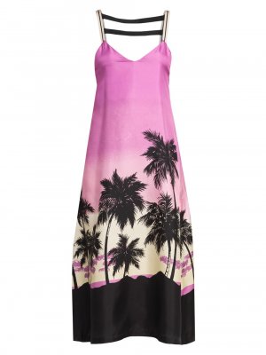 Розовое сатиновое платье-комбинация миди Sunset , фиолетовый Palm Angels