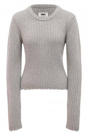 Пуловер из хлопка и шерсти MM6. Цвет: серый