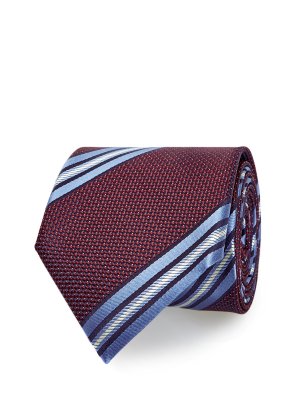 Шелковый галстук с принтом в диагональную полоску CANALI. Цвет: бордовый
