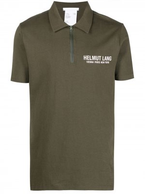 Рубашка поло с воротником на молнии и логотипом Helmut Lang. Цвет: зеленый