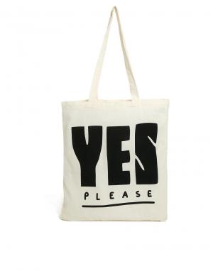 Кремовая сумка-шоппер Yes Please Lazy Oaf. Цвет: кремовый
