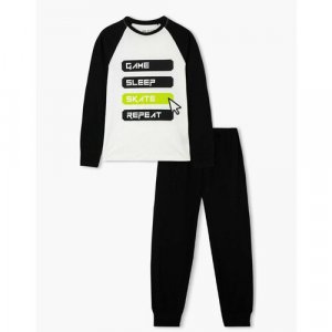 Пижама , размер 8-10л/134-140, черный, белый Gloria Jeans. Цвет: черный/белый/черный-белый