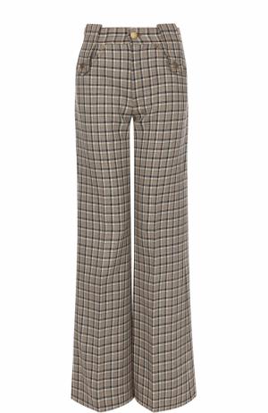 Шерстяные расклешенные брюки в клетку Marc Jacobs. Цвет: бежевый
