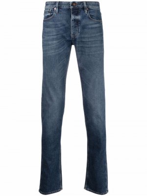 Прямые джинсы средней посадки Emporio Armani. Цвет: синий
