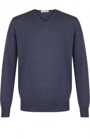 Пуловер из шерсти тонкой вязки Cruciani. Цвет: синий