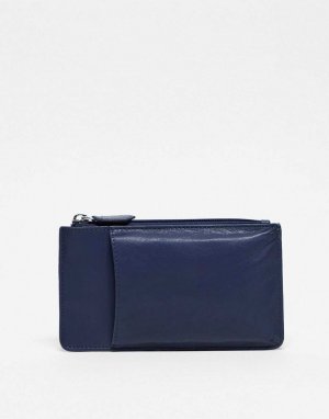 Синий текстурированный кошелек из натуральной кожи с карманом для телефона ASOS DESIGN