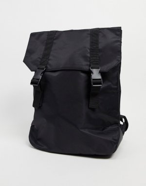 Черный нейлоновый рюкзак с двойными ремешками -Черный цвет ASOS DESIGN
