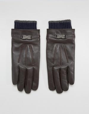 Кожаные перчатки Quiff Ted Baker. Цвет: коричневый