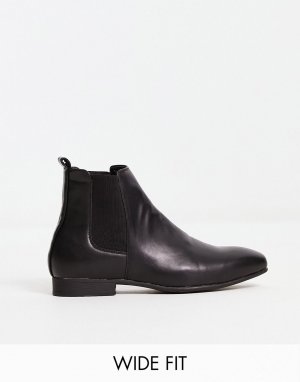 Элегантные ботинки челси черного цвета из искусственной кожи широкого кроя Truffle Collection