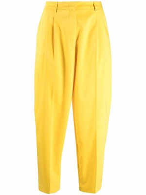 Укороченные брюки с завышенной талией Blanca Vita. Цвет: желтый