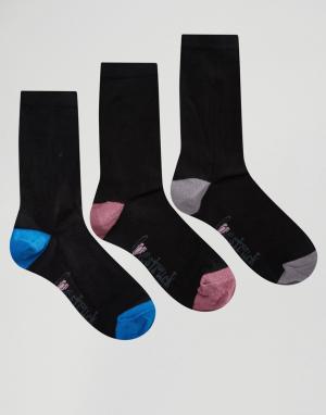 3 пары однотонных носков с контрастным носком и пяткой Lovestruck. Цвет: черный