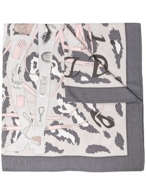 Pre-owned Monsieur et Madame print scarf Hermès. Цвет: серый