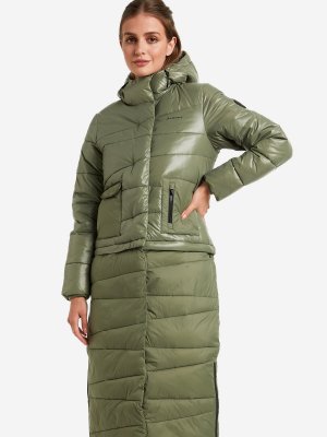 Пальто утепленное женское 2в1, Зеленый Demix. Цвет: зеленый
