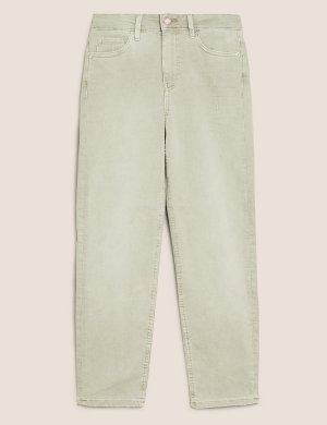 Укороченные джинсы слим средней посадки M&S Collection. Цвет: белый налив