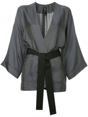 Diagonal stripe kimono blazer Zero + Maria Cornejo. Цвет: черный
