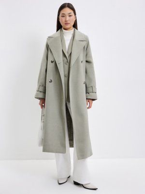 Пальто с шерстью Zarina. Цвет: хаки/оливковый