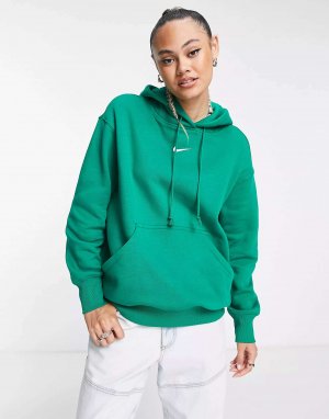 Оверсайз-пуловер с мини-галочкой малахитового зеленого цвета унисекс Nike. Цвет: зеленый