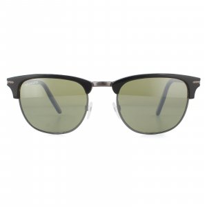 Круглые блестящие темно-металлические черные минеральные поляризованные зеленые солнцезащитные очки 555 нм , черный Serengeti