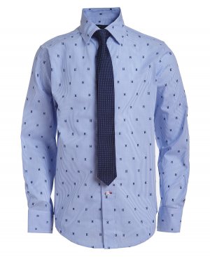 2 шт. Комплект из рубашки и галстука со сплошным принтом в горошек, Big Boys Tommy Hilfiger