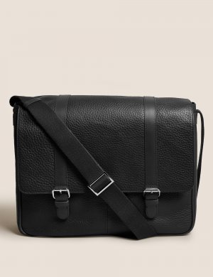Кожаная сумка-мессенджер , черный Marks & Spencer