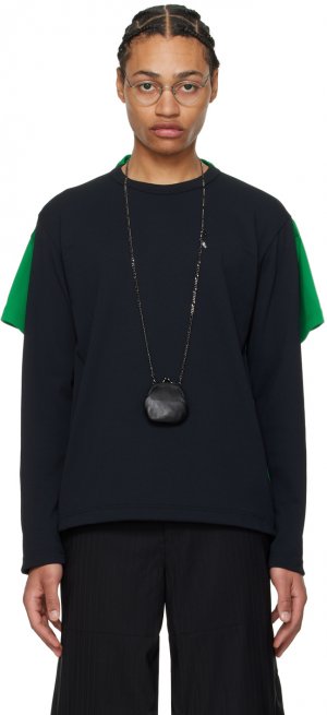Черно-зеленая многослойная футболка с длинным рукавом Comme Des Garcons, цвет Black/Green Garçons