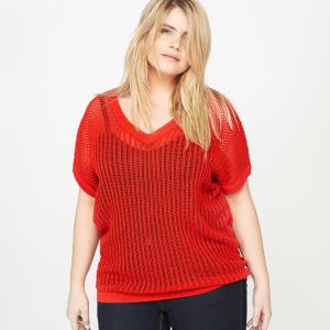Пуловер с короткими рукавами CASTALUNA. Цвет: красный