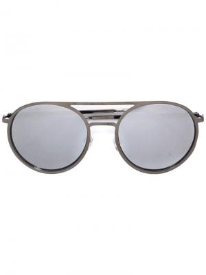 Солнцезащитные очки в круглой оправе с бриллиантами Christian Koban. Цвет: металлический