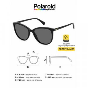 Солнцезащитные очки  PLD 4138/S 807 M9 M9, черный Polaroid. Цвет: черный