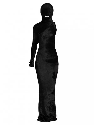 Трансформируемое платье-русалка с капюшоном , черный Alaïa