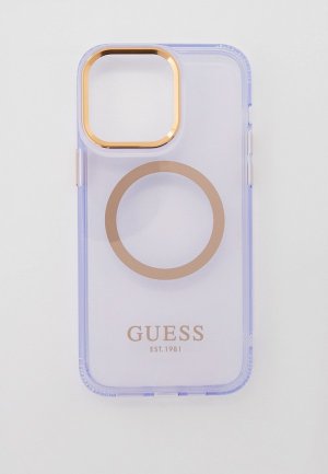 Чехол для iPhone Guess 14 Pro Max из пластика и силикона с MagSafe. Цвет: фиолетовый