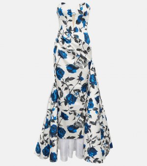 Атласное платье с драпировкой и цветочным принтом , синий Rasario