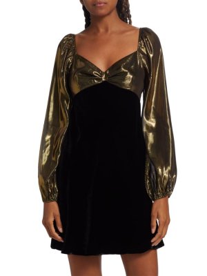 Коктейльное платье цвета металлик и бархата Paris , цвет Black Gold Rixo