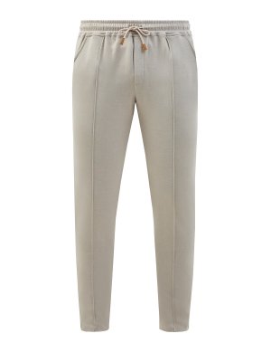 Хлопковые брюки в спортивном стиле с эластичным поясом ELEVENTY. Цвет: бежевый
