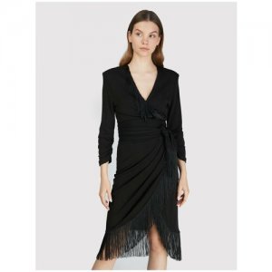 Платье Twinset Milano, вискоза, вечернее, прямой силуэт, до колена, размер 40 EU, черный. Цвет: черный