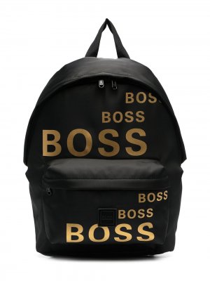 Рюкзак с логотипом BOSS Kidswear. Цвет: черный