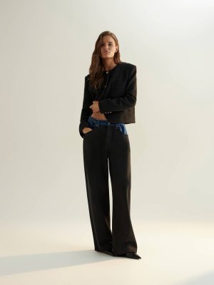 Широкие джинсы Colorblock от Present & Simple. Цвет: черный