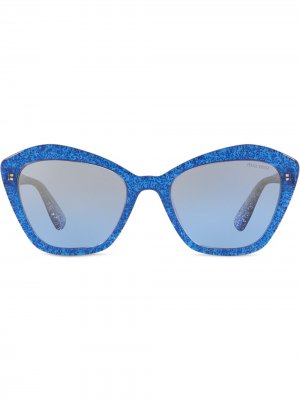 Солнцезащитные очки в оправе с блестками Miu Eyewear. Цвет: синий