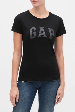Классическая футболка с круглым вырезом и логотипом Gap, черный GAP
