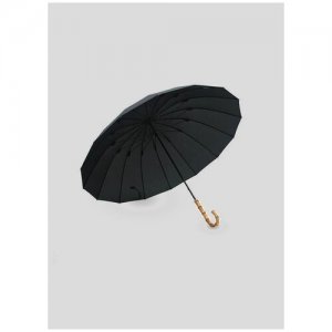 Зонт трость черный с бамбуковой ручкой | ZC bamboo umbrella handle zontcenter. Цвет: черный
