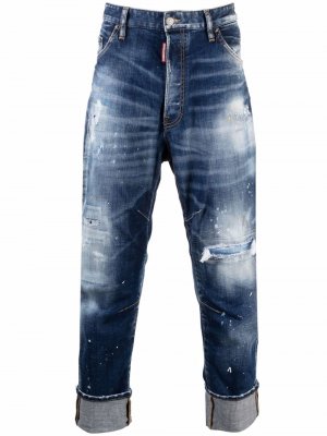 Широкие джинсы с эффектом разбрызганной краски Dsquared2. Цвет: синий