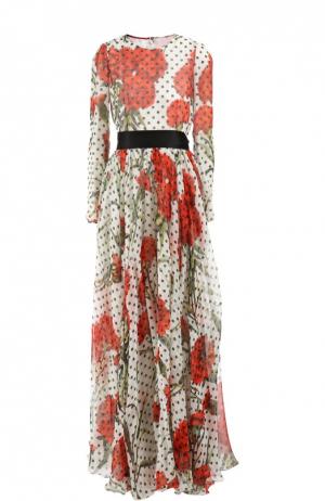 Вечернее платье с поясом Dolce & Gabbana. Цвет: белый