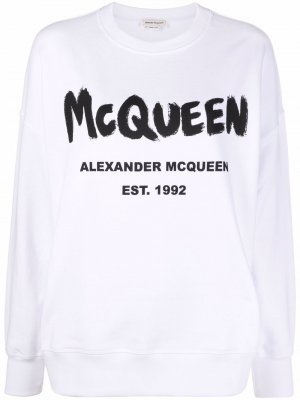 Толстовка с логотипом Alexander McQueen. Цвет: белый