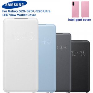 Оригинальный светодиодный раскладной чехол для телефона Smart View Galaxy S20 + Ultra 5G, чехол-бумажник Samsung
