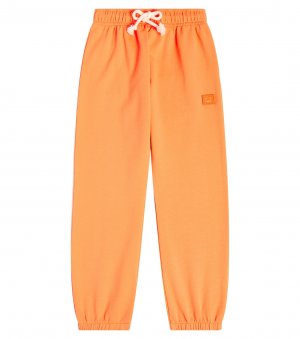 Спортивные брюки из хлопкового джерси с логотипом face , апельсин Acne Studios Kids
