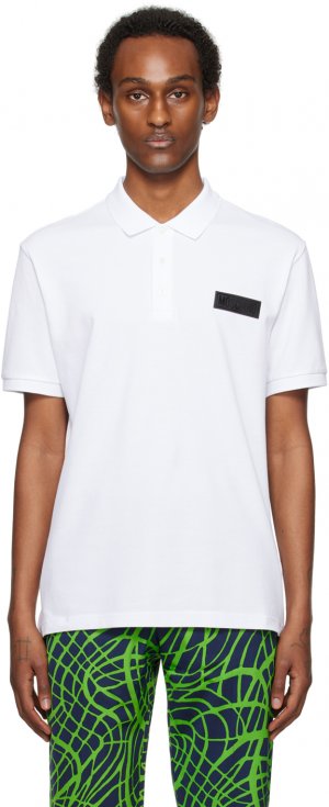 Белая футболка-поло с нашивками Moschino