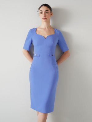 Платье свободного кроя из крепа LKBennett Diana, синий цвет Wedgewood L.K.Bennett