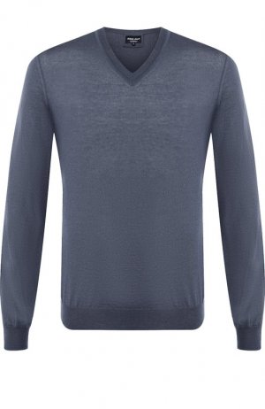 Кашемировый пуловер тонкой вязки Giorgio Armani. Цвет: синий