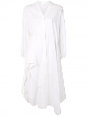 Платье-рубашка с V-образным вырезом и драпировкой Enföld. Цвет: белый