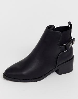 Черные ботинки челси для широкой стопы из искусственной кожи New Look-Черный Look Wide Fit